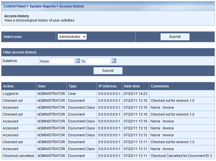 User Access Logs