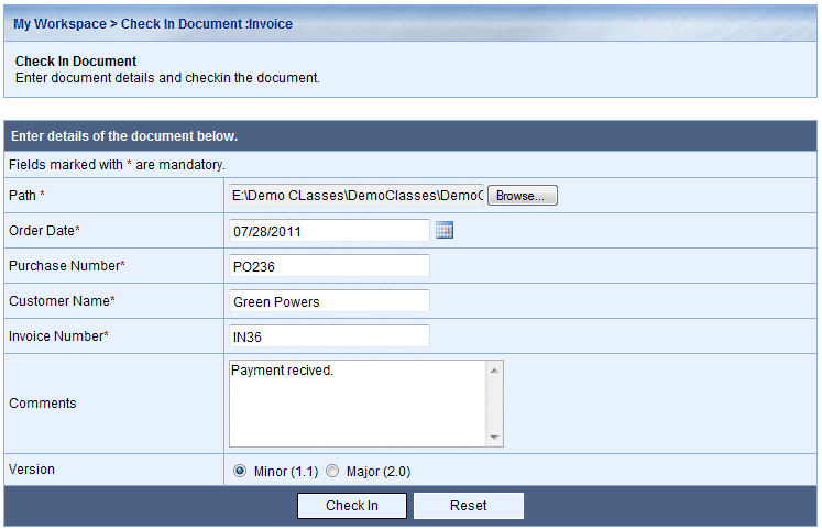 Check-in document