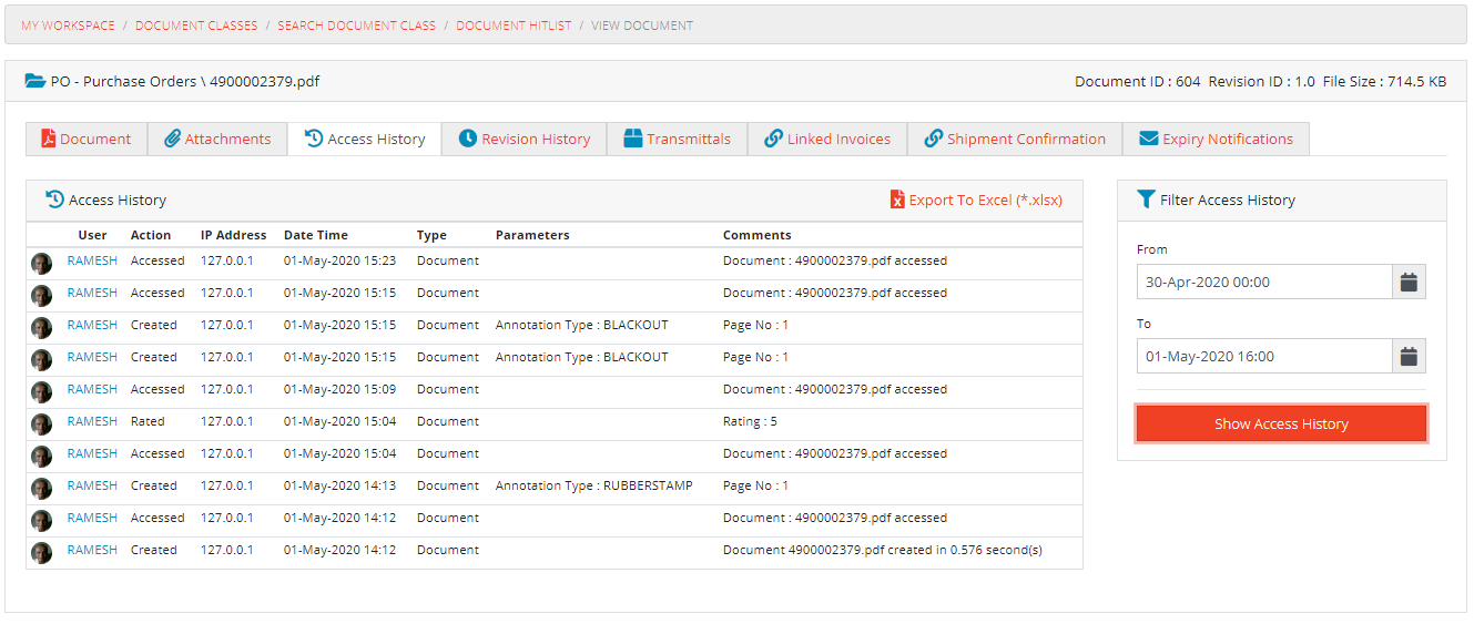 Document Access History