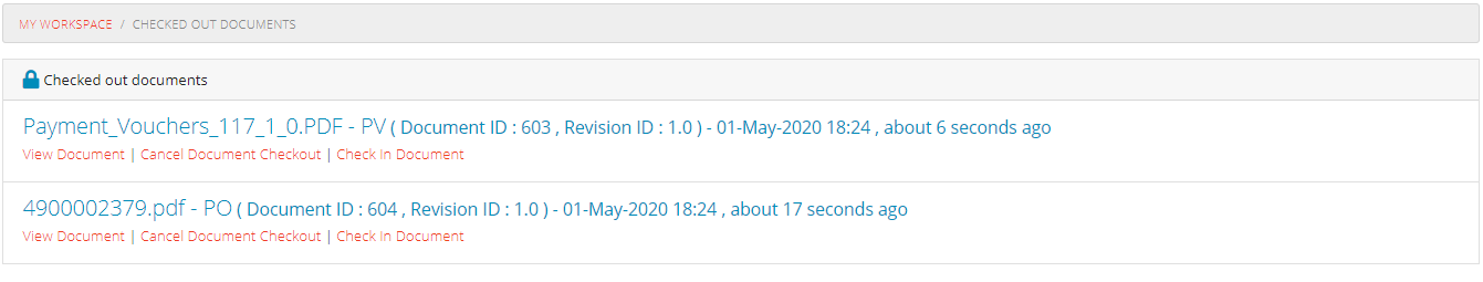 Checked Out Documents