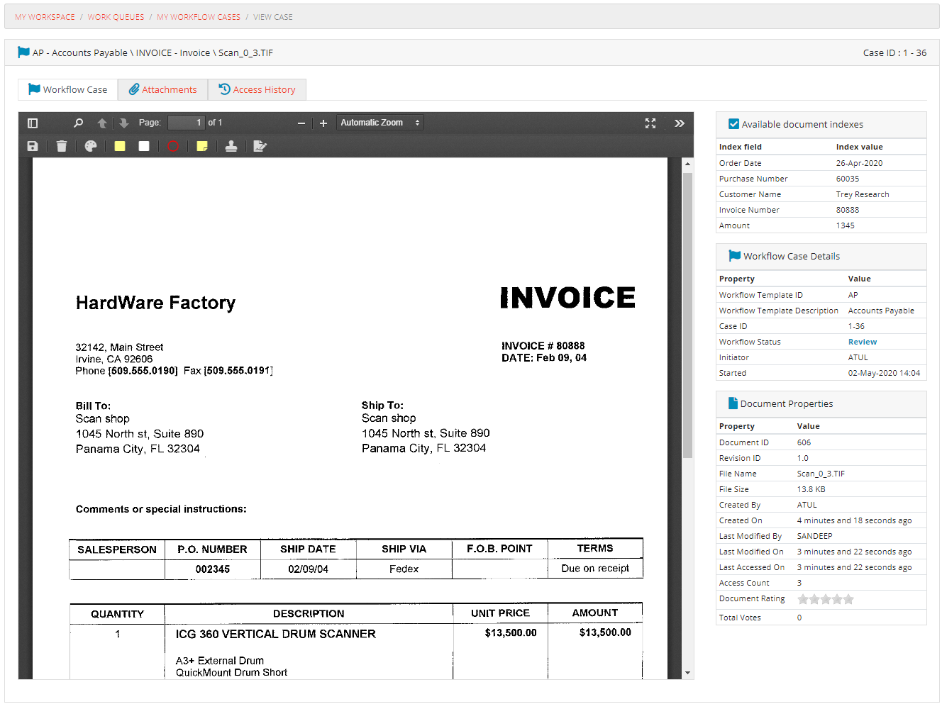 My Workflow Case Details