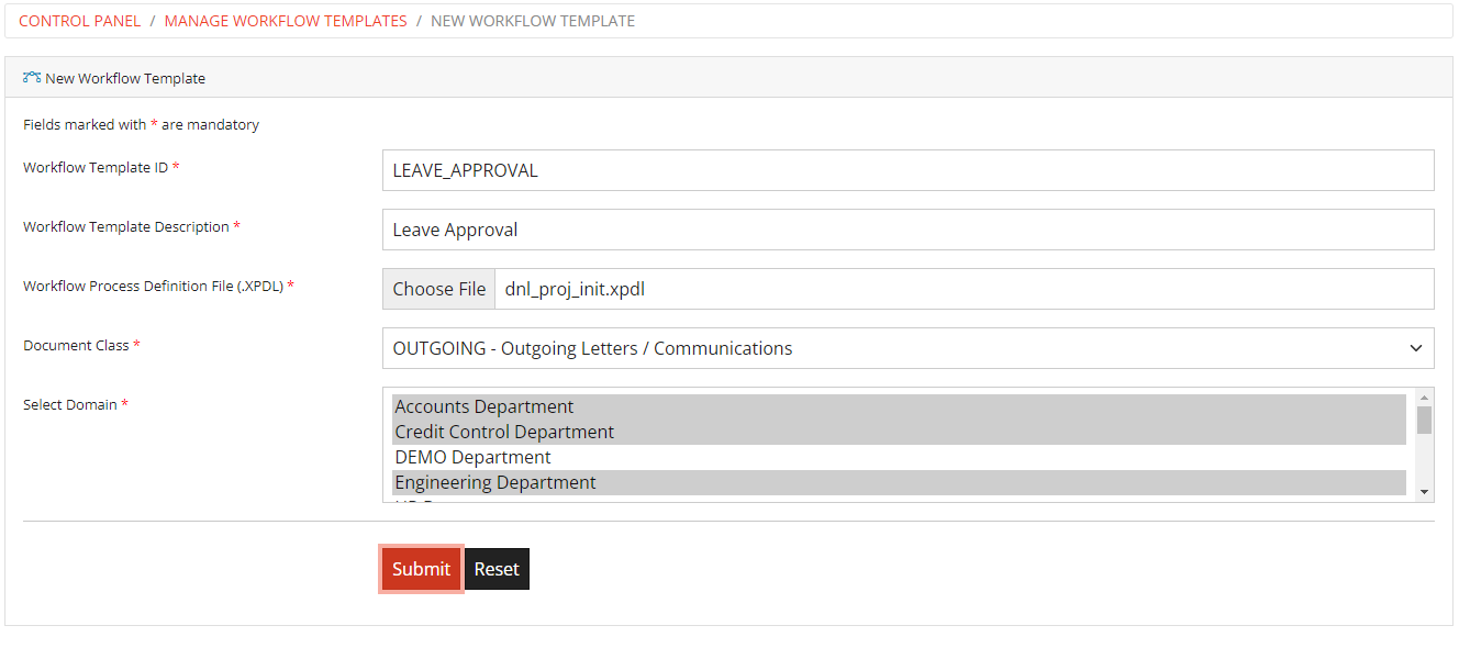 Add Workflow Template Form