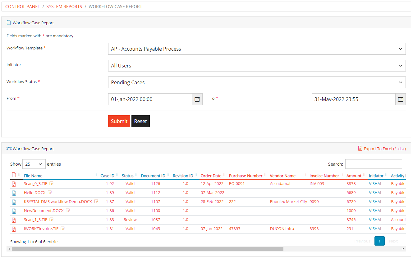 Workflow Case Report