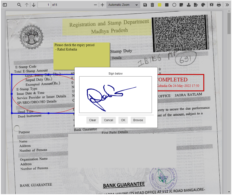 Document Viewer - Signature Annotation