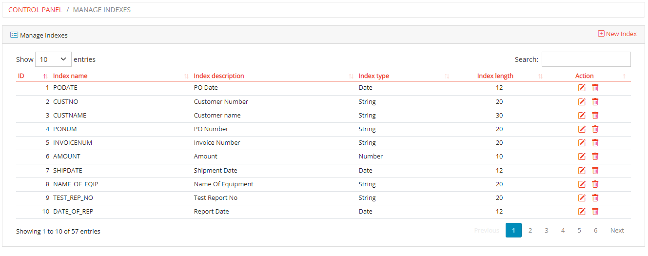 Manage Indexes