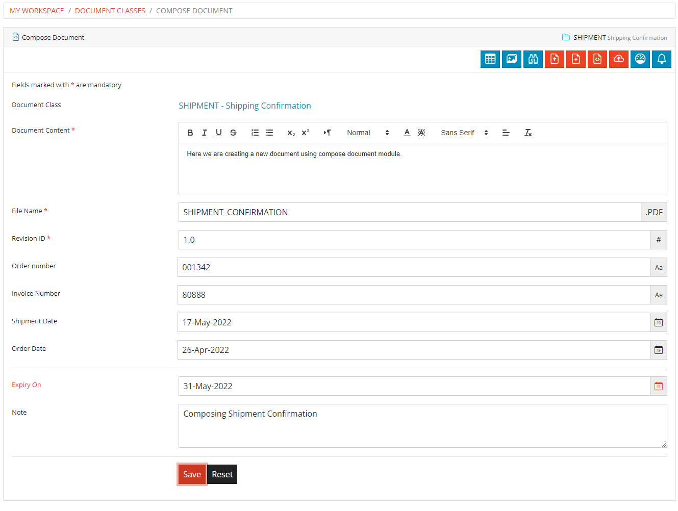 Compose Document Form