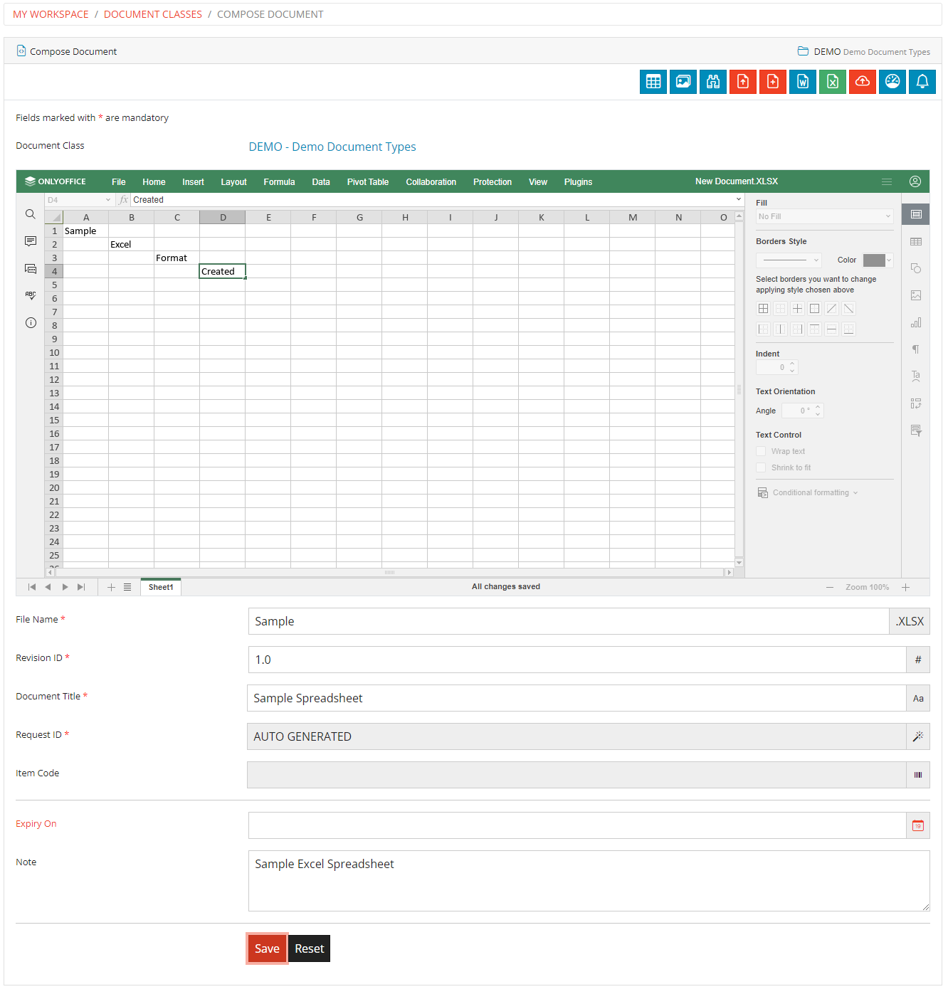 Compose Spreadsheet Form