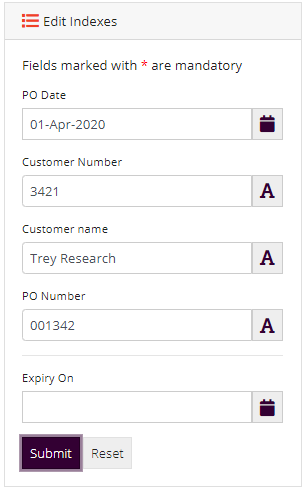 Edit Document Indexes