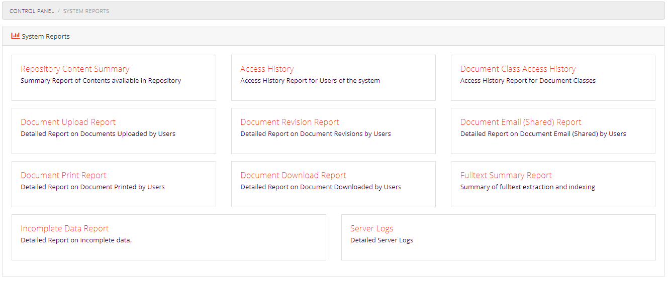 System Reports