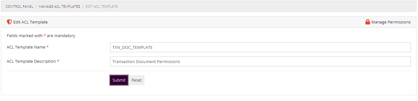 Edit ACL Template Form