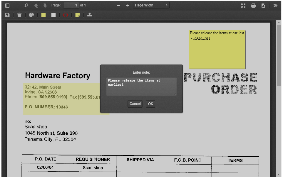 Document Viewer - StickyNote