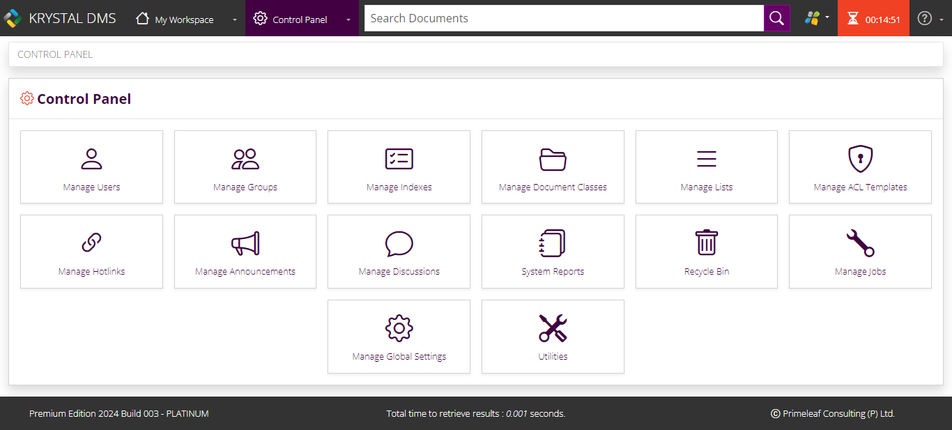 Control Panel Screen