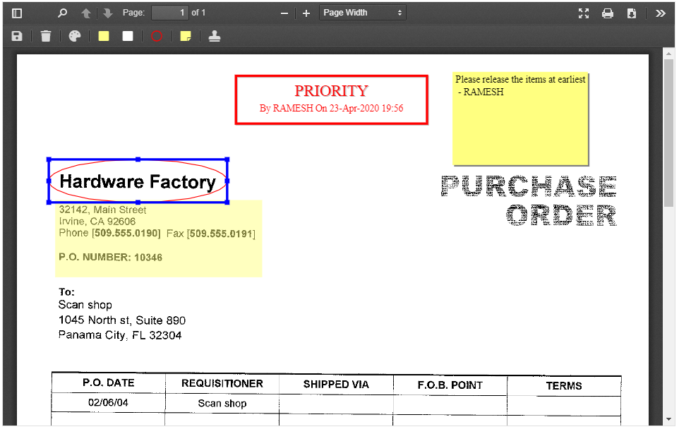 Document Viewer - Circle /  Ellipse Annotation