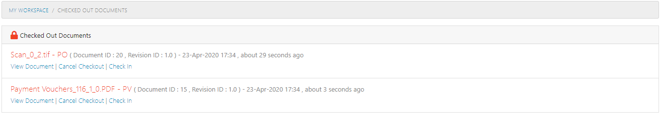 Checked Out Documents