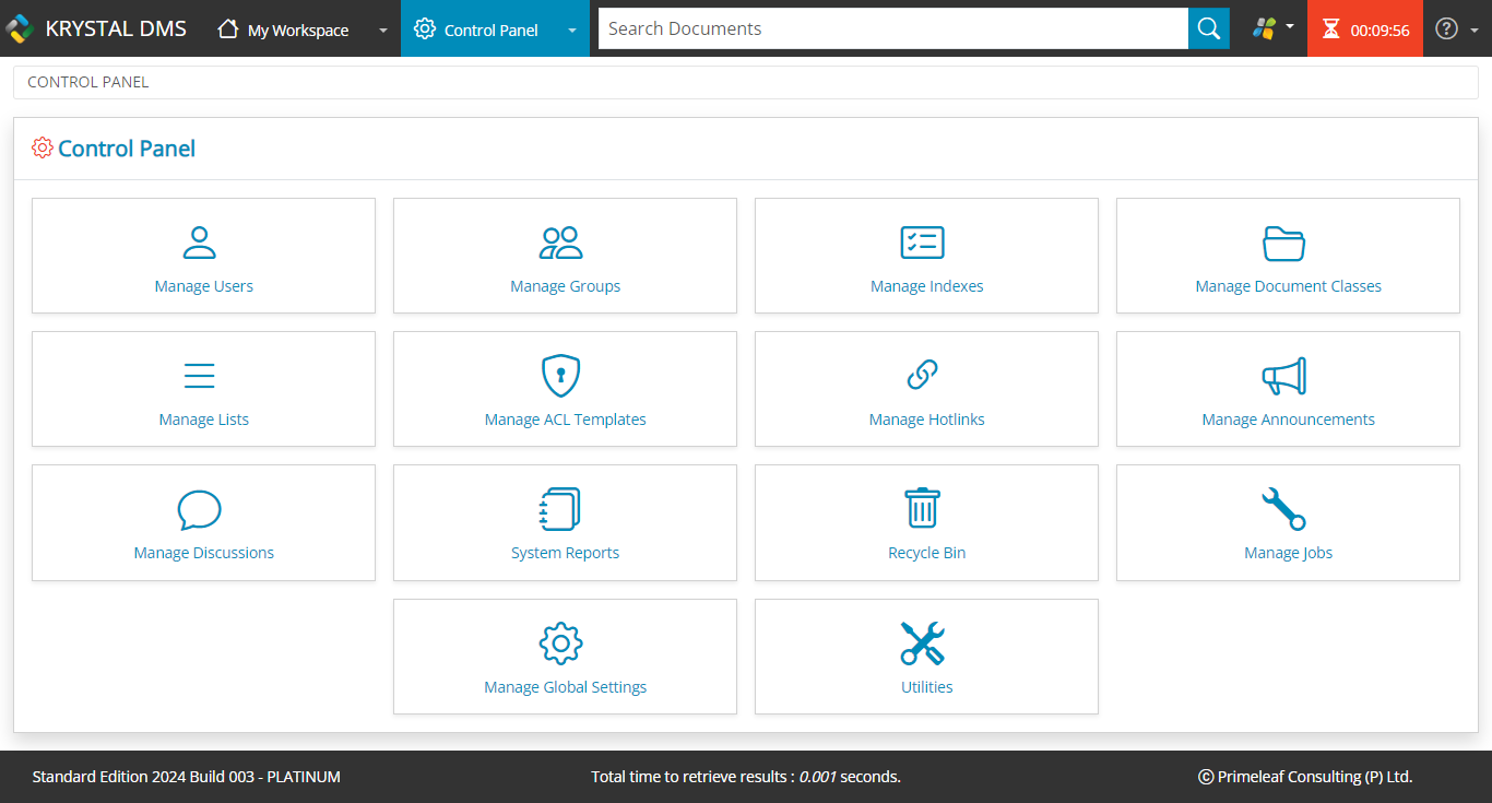 Control Panel Screen