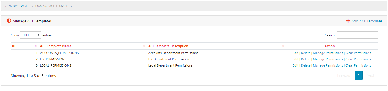 Manage ACL Templates