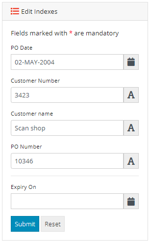 Edit Document Indexes